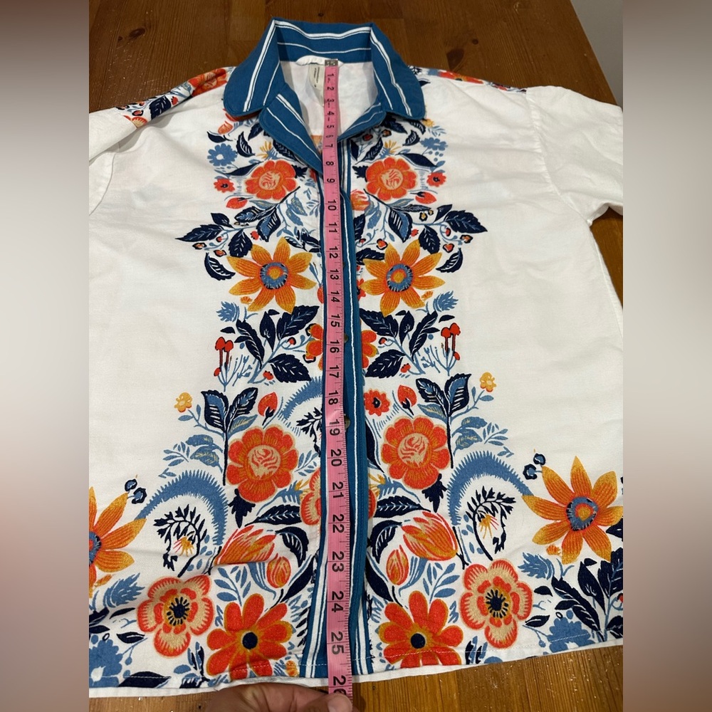 Anthropologie Floral White and Blue Pajama Set - Picture 10 of 12